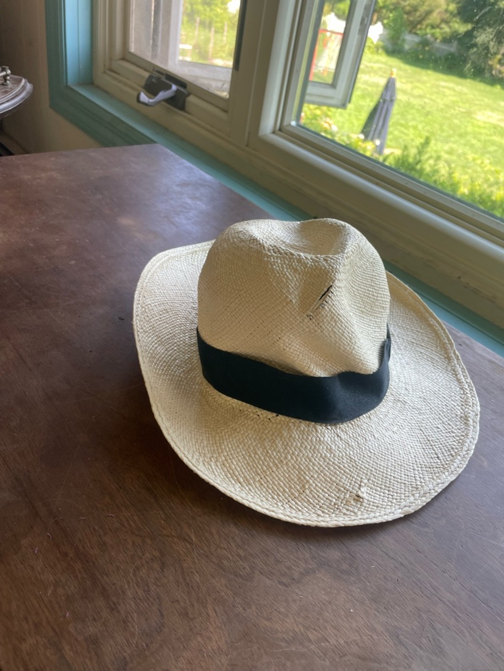 Distressed Vintage Panama Handwoven Hat Fedora - Picture 2 of 6